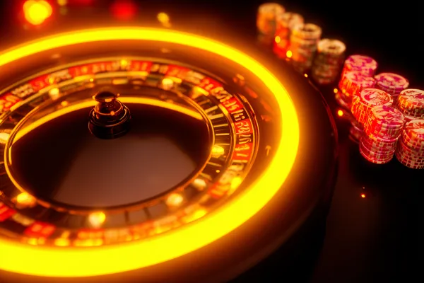 A woman in a luxurious green gown next to an ornate roulette wheel, capturing the upscale casino mood of JEETA.